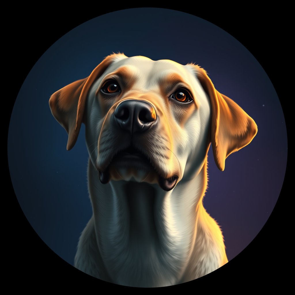 Cosmic medallion portrait of 970_380G_1834, a Labrador Retriever