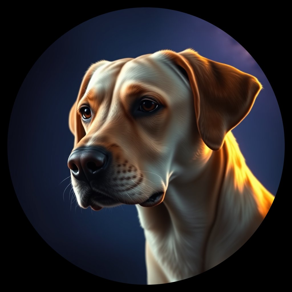 Cosmic medallion portrait of 971_380G_1843, a Labrador Retriever