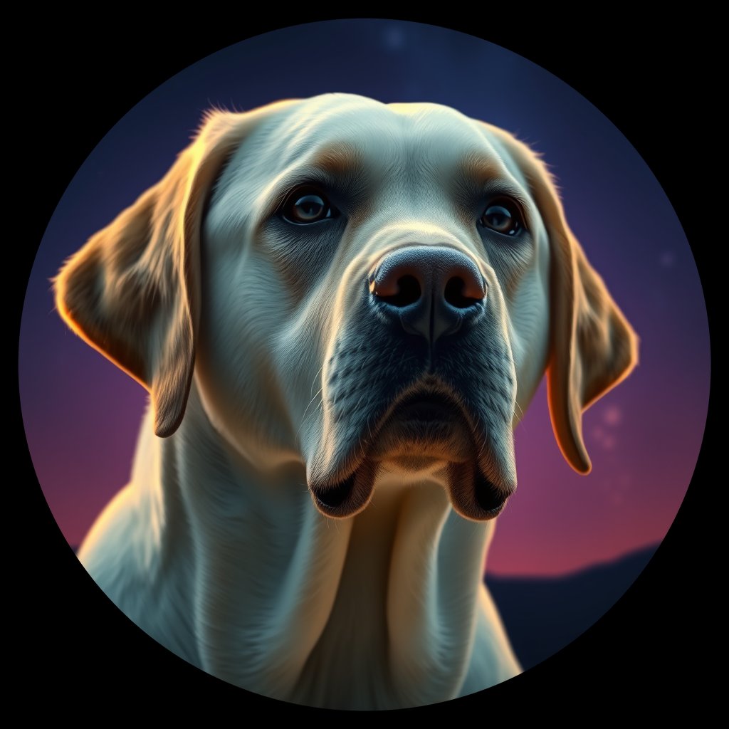 Cosmic medallion portrait of 973_380G_1792, a Labrador Retriever