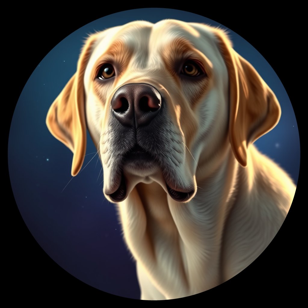 Cosmic medallion portrait of 973_973, a Labrador Retriever