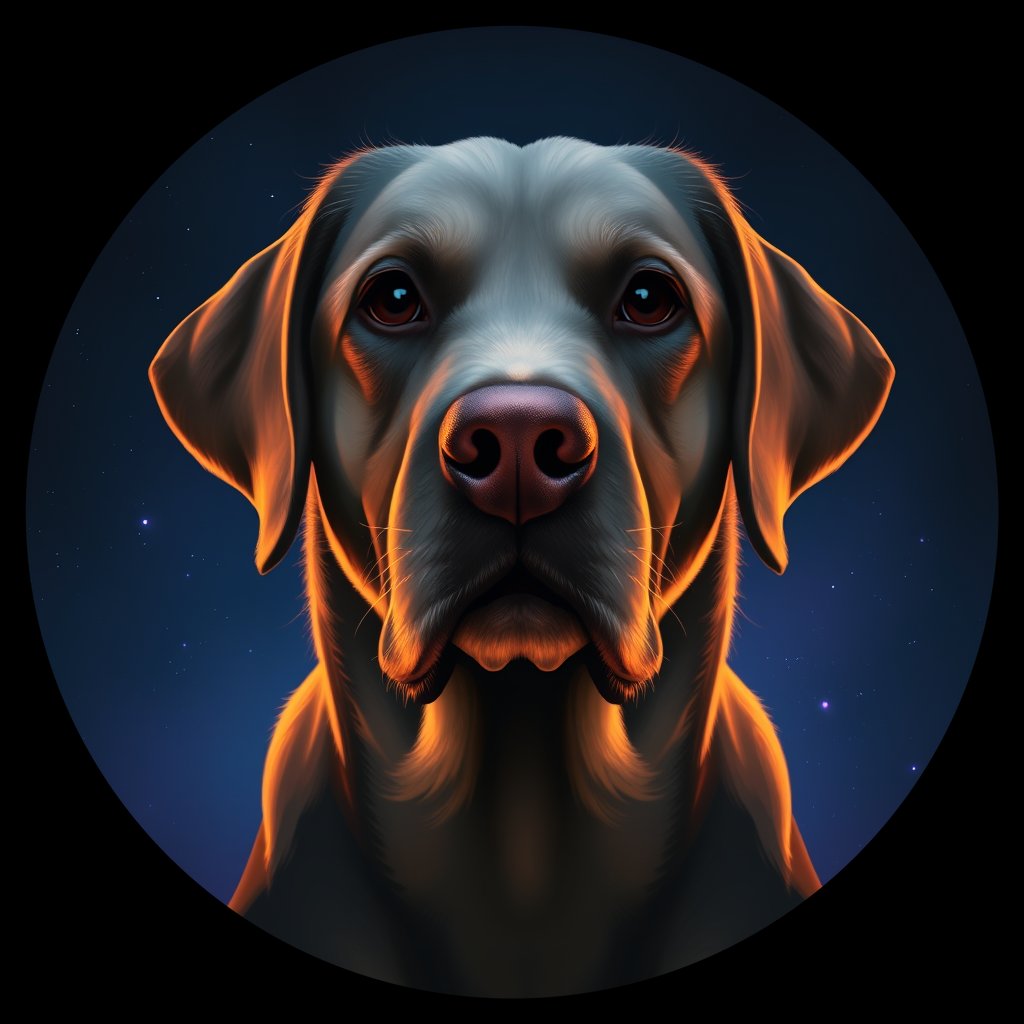 Cosmic medallion portrait of 975_380G_1825, a Labrador Retriever