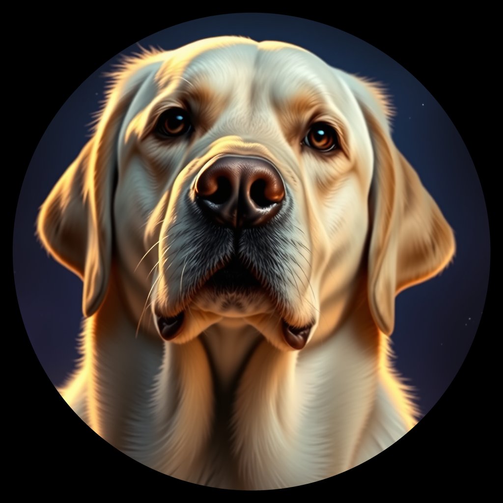 Cosmic medallion portrait of 976_380G_1835, a Labrador Retriever