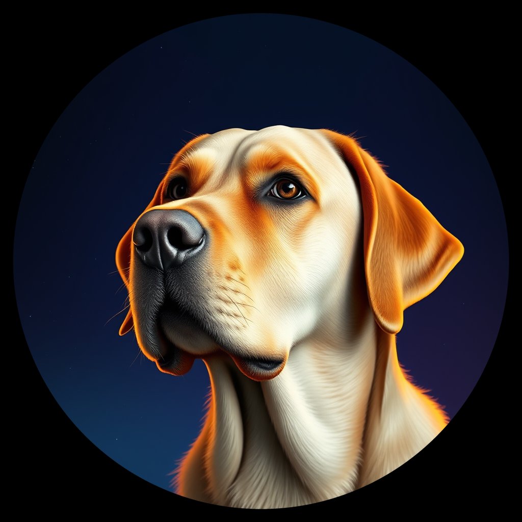 Cosmic medallion portrait of 977_380G_1845, a Labrador Retriever