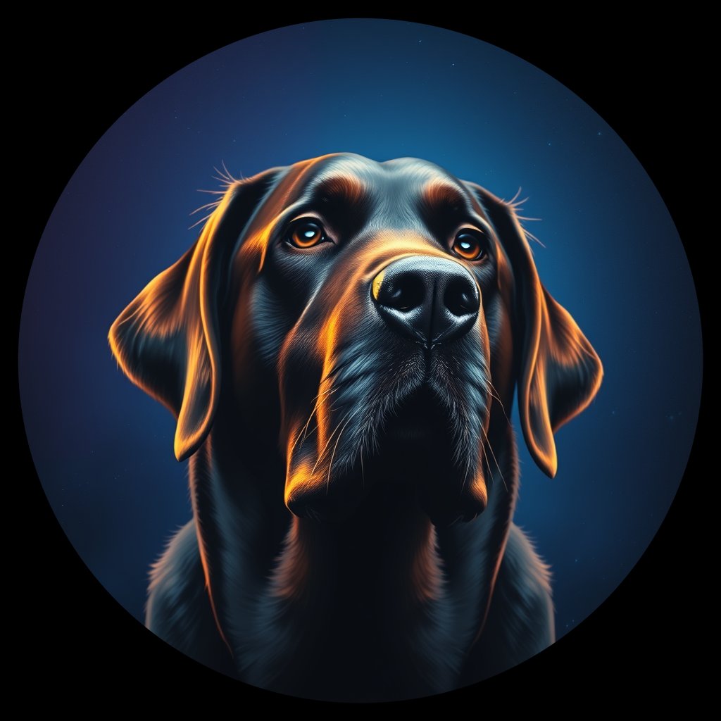 Cosmic medallion portrait of 978_380G_1858, a Labrador Retriever
