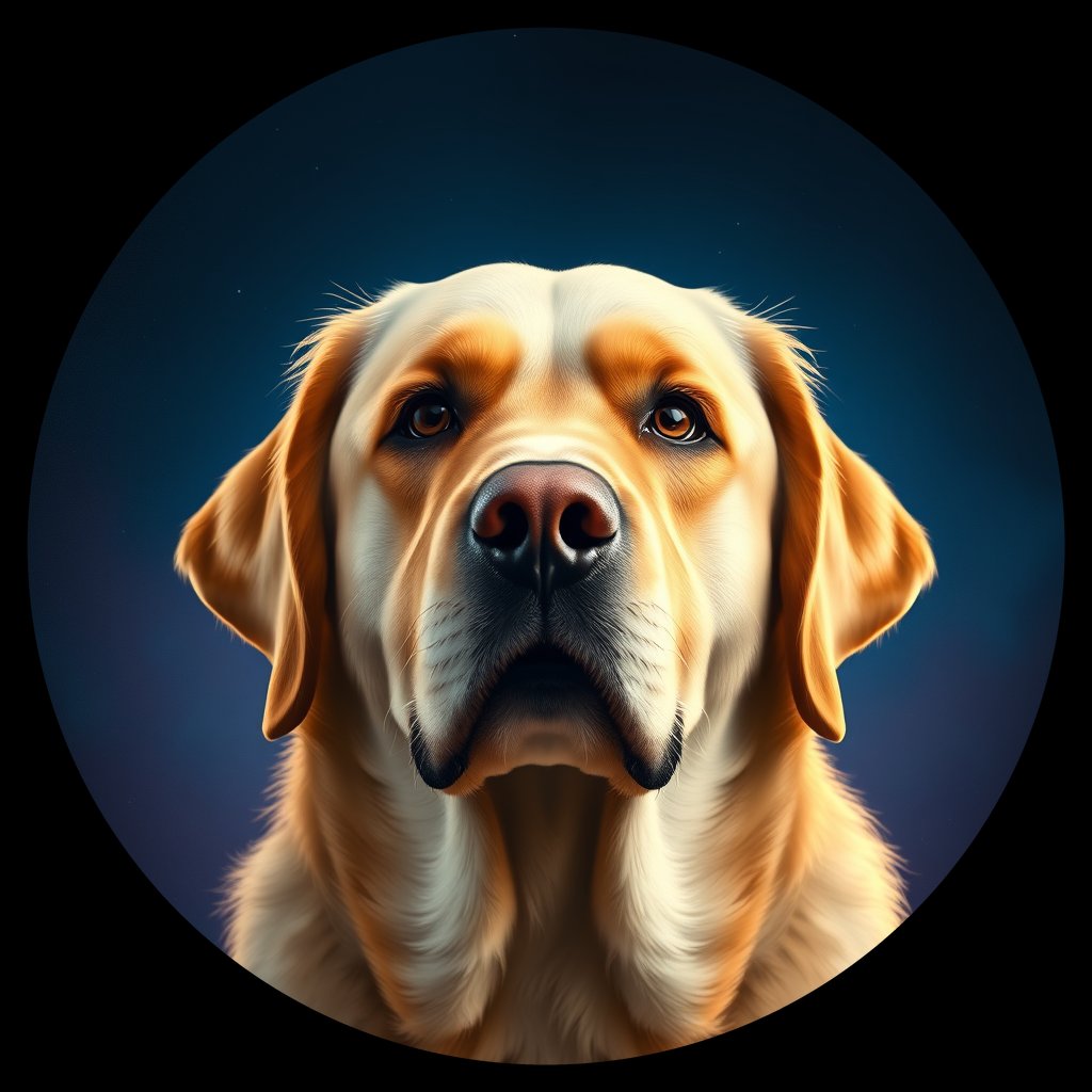 Cosmic medallion portrait of 980_980, a Labrador Retriever