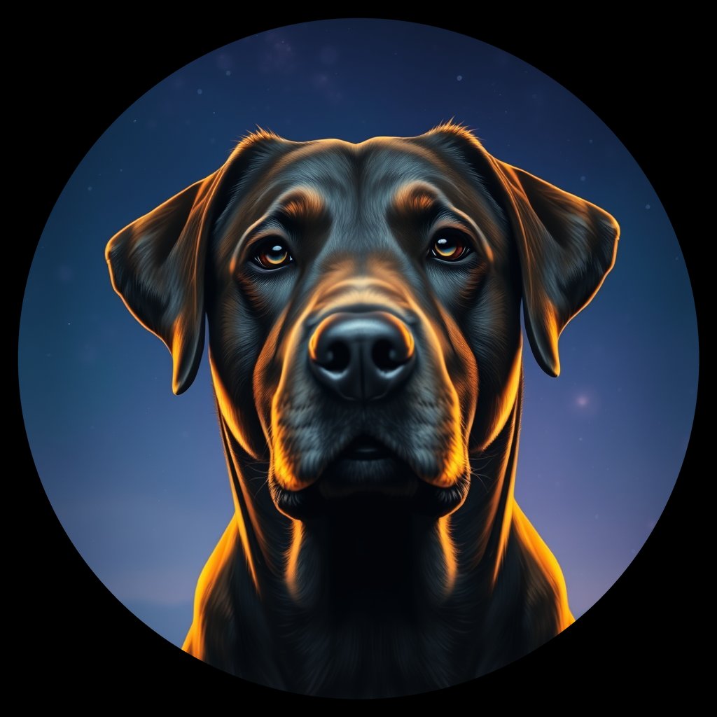Cosmic medallion portrait of 981_380G_1826, a Labrador Retriever