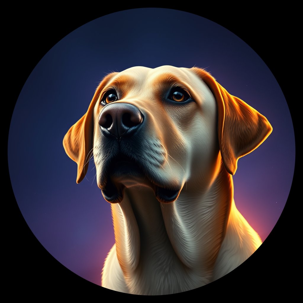 Cosmic medallion portrait of 983_380G_1851, a Labrador Retriever