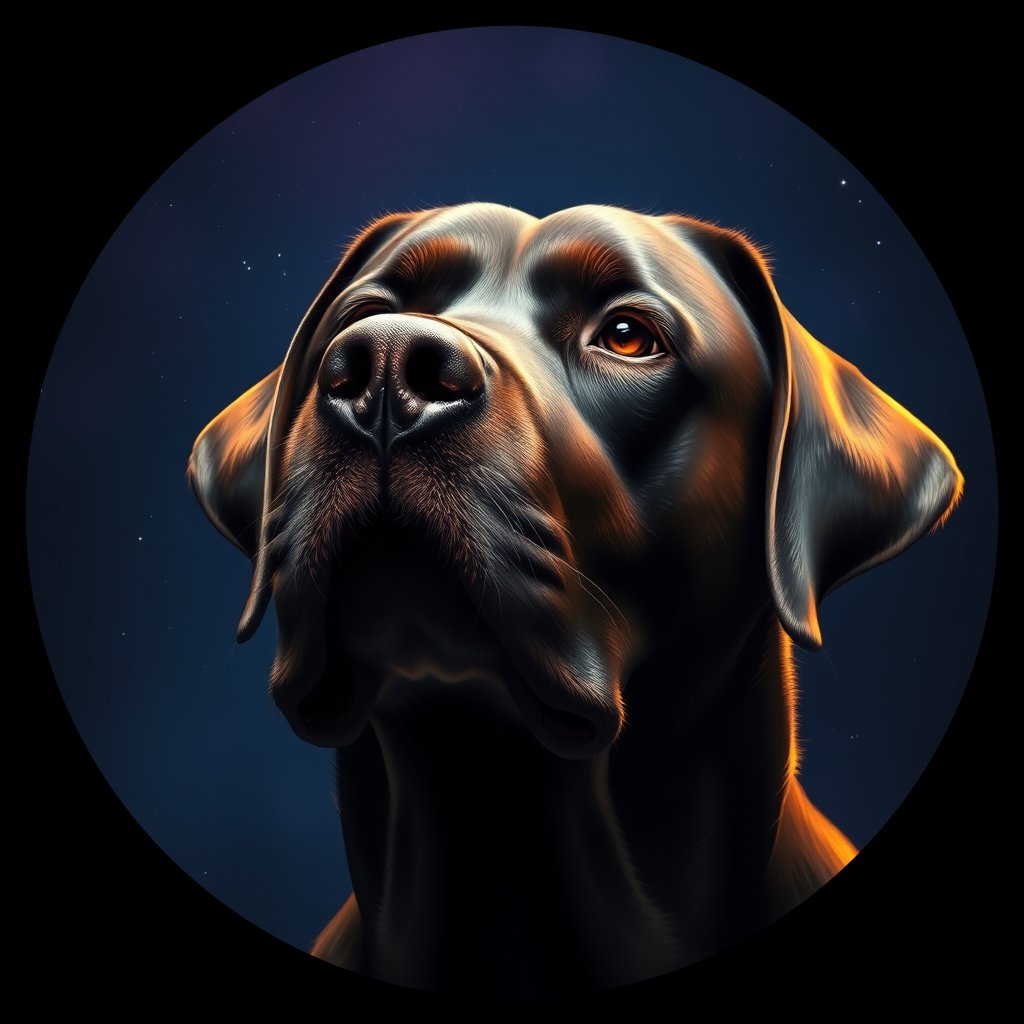 Cosmic medallion portrait of 984_380G_1859, a Labrador Retriever