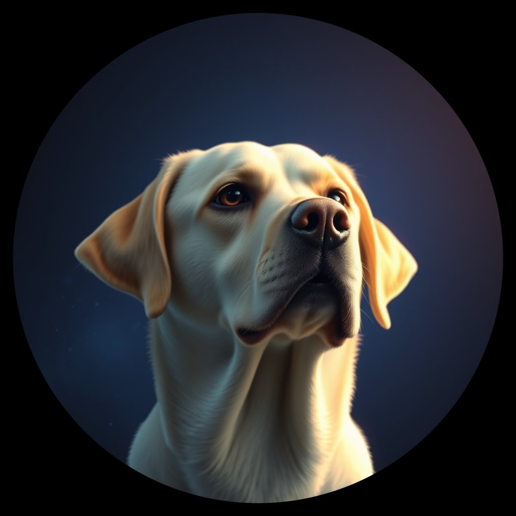 Cosmic medallion portrait of 985_380G_1805, a Labrador Retriever