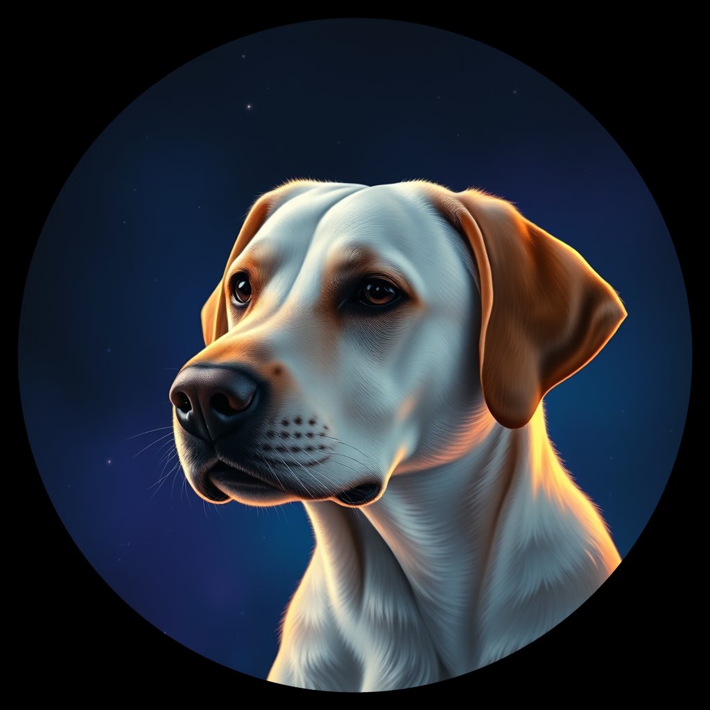 Cosmic medallion portrait of 986_380G_1813, a Labrador Retriever