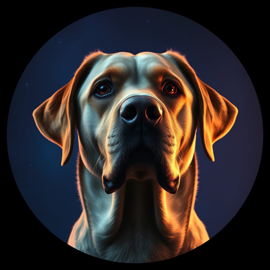 Cosmic medallion portrait of 988_380G_1837, a Labrador Retriever
