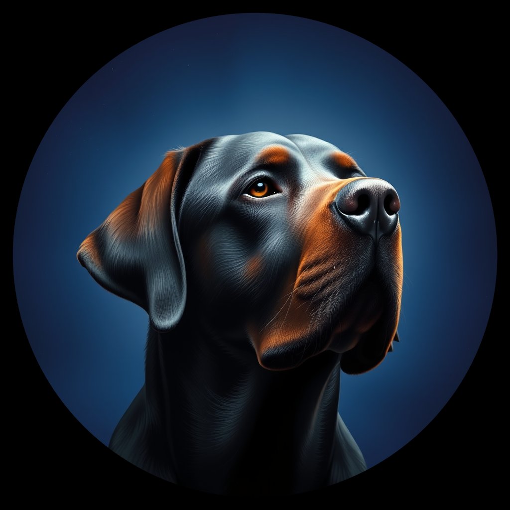 Cosmic medallion portrait of 994_380G_1838, a Labrador Retriever