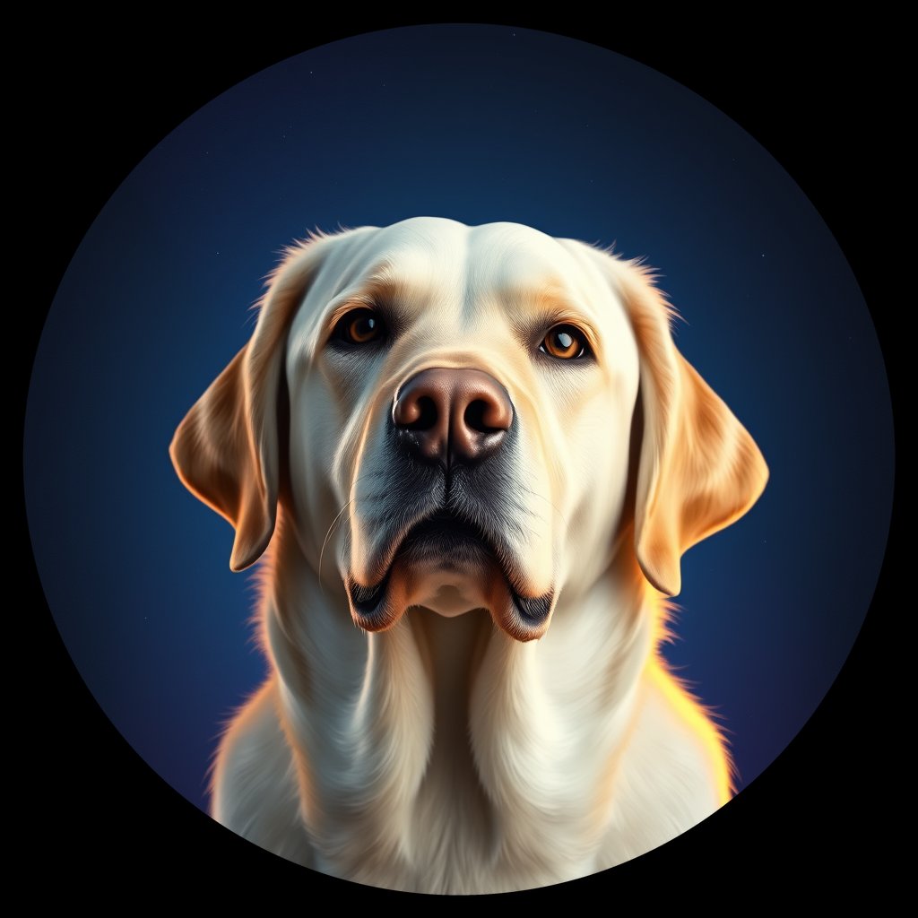 Cosmic medallion portrait of 995_380G_1853, a Labrador Retriever