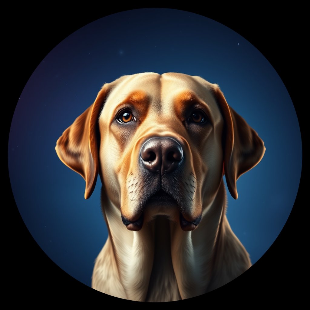 Cosmic medallion portrait of 996_380G_1862, a Labrador Retriever