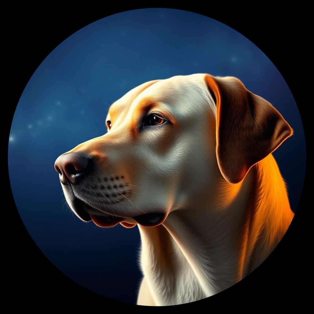 Cosmic medallion portrait of 997_380G_1807, a Labrador Retriever