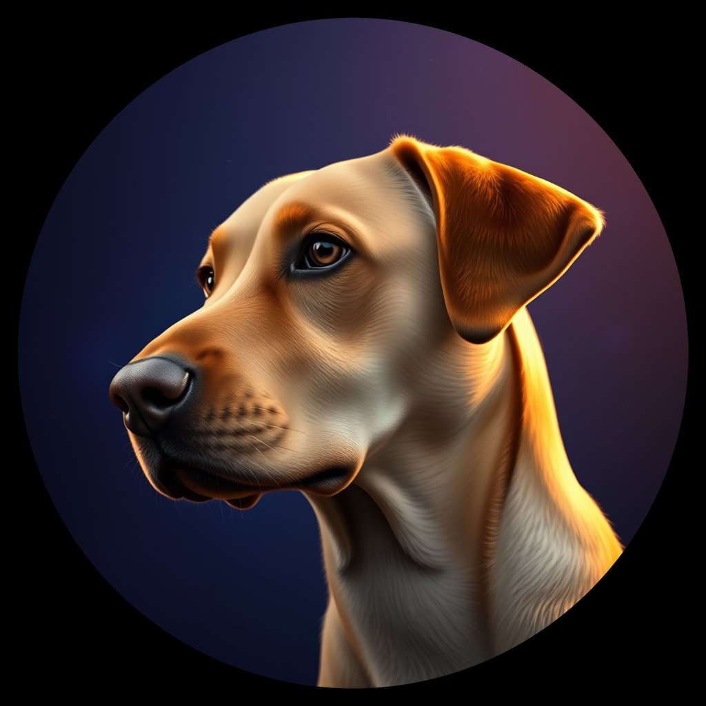 Cosmic medallion portrait of 998_380G_1816, a Labrador Retriever