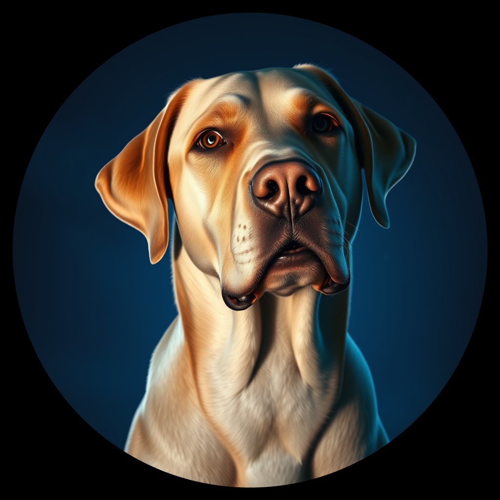 Cosmic medallion portrait of 999_380G_1829, a Labrador Retriever