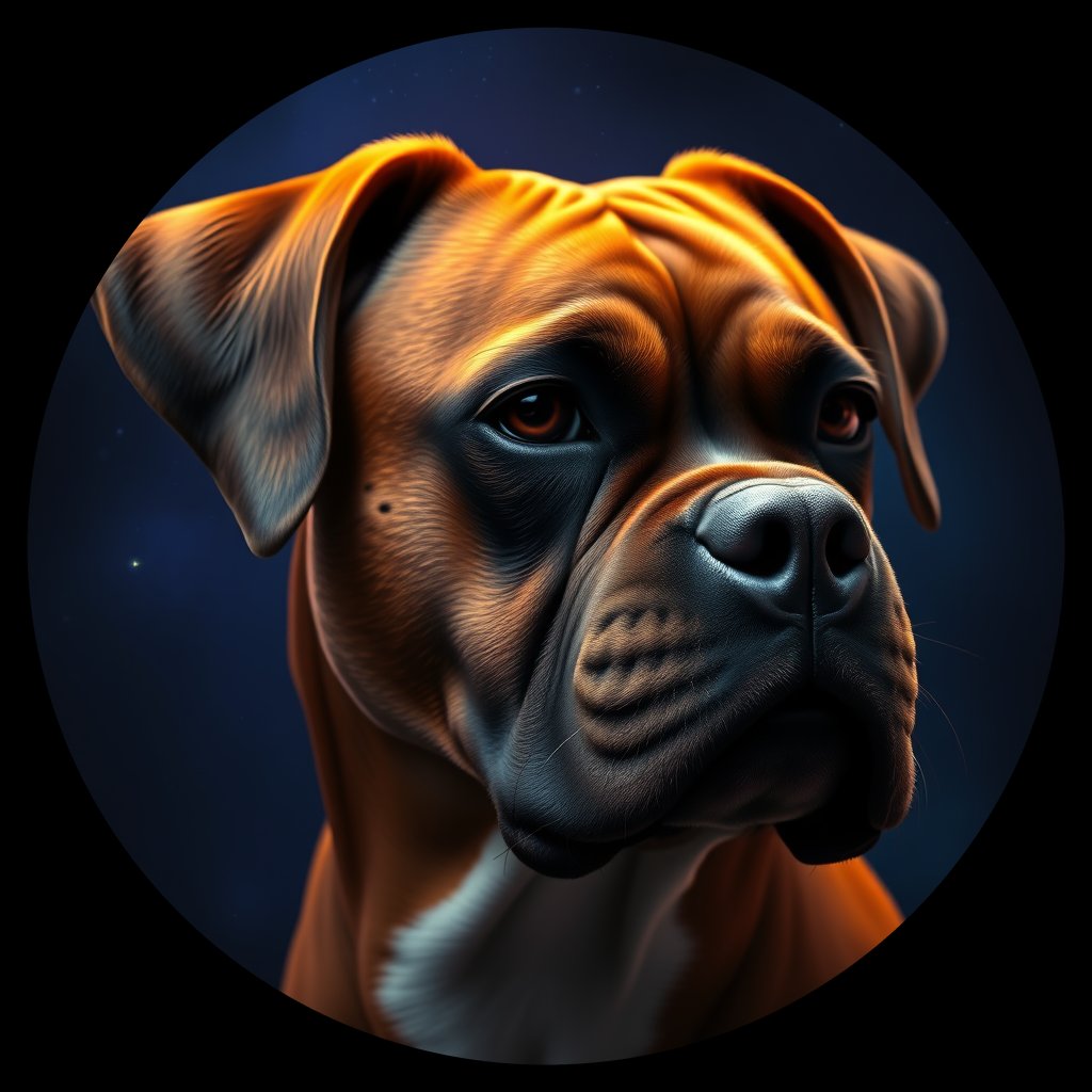 Cosmic medallion portrait of A1-HUC17-FEMALE-2356_A1-HUC17-FEMALE-2356, a Boxer