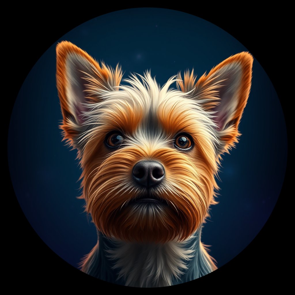 Cosmic medallion portrait of A11-Sweetie-Guthrie-YT_A11-Sweetie-Guthrie-YT, a Yorkshire Terrier
