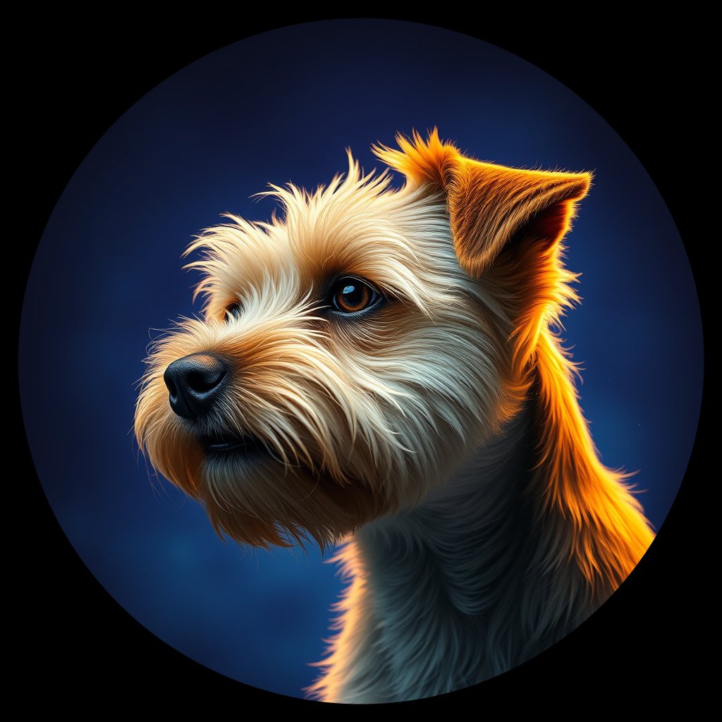 Cosmic medallion portrait of A12-Sam-Harrold-NT_A12-Sam-Harrold-NT, a Norfolk Terrier