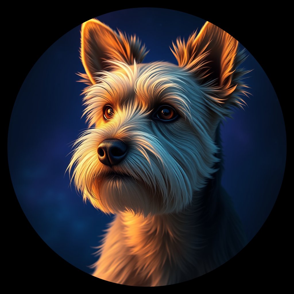 Cosmic medallion portrait of A2-Parsley-CT_A2-Parsley-CT, a Cairn Terrier