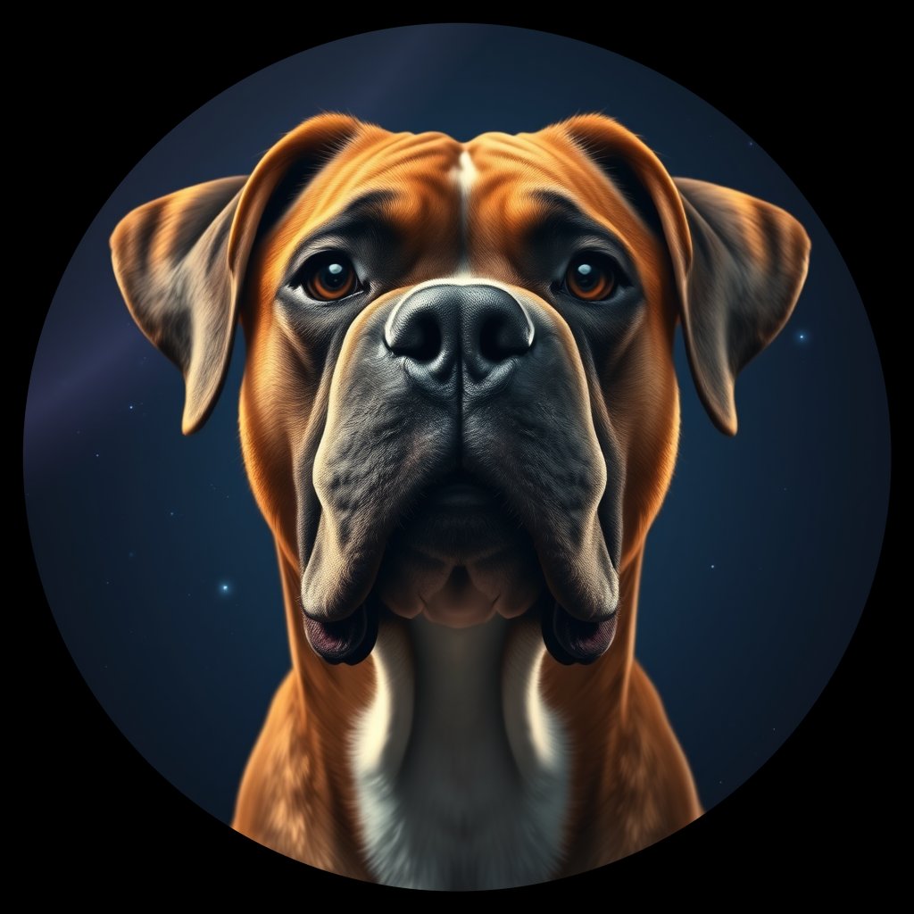 Cosmic medallion portrait of A4-B2-FEMALE-N/A_A4-B2-FEMALE-N/A, a Boxer