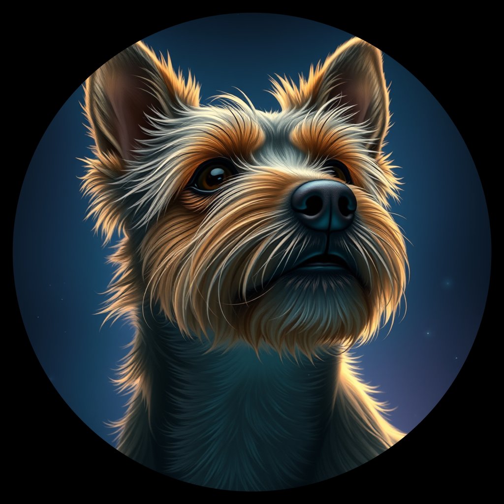 Cosmic medallion portrait of A5-Mickey-Robertson-CT_A5-Mickey-Robertson-CT, a Cairn Terrier