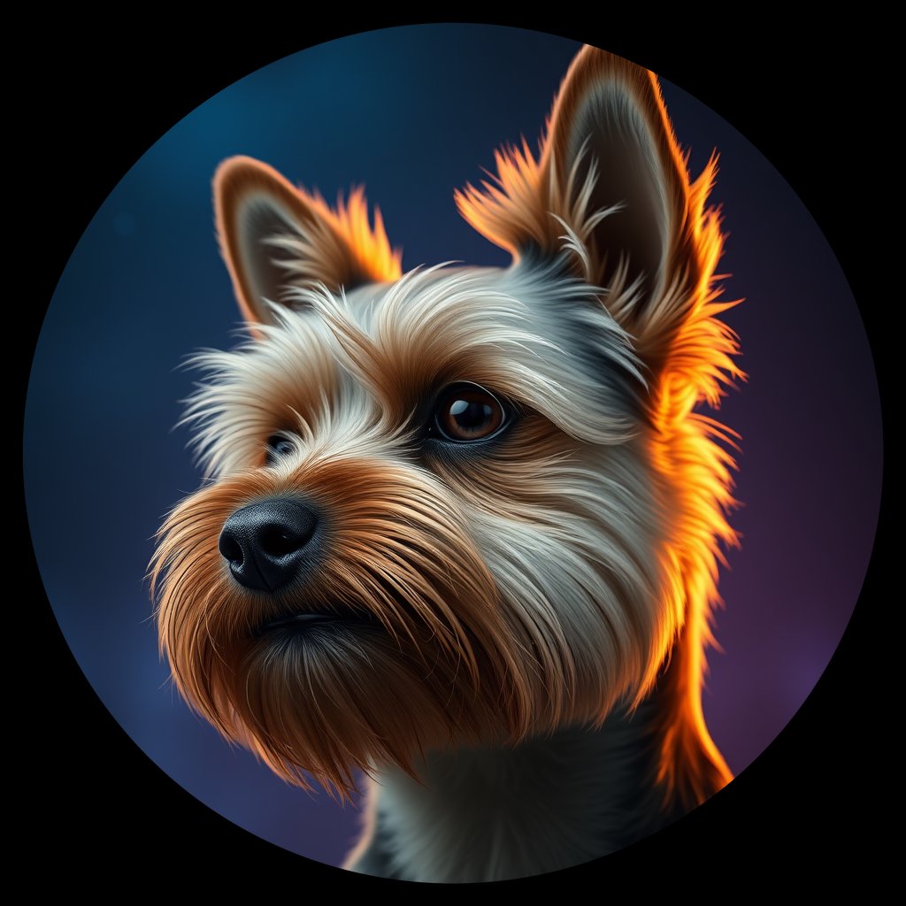 Cosmic medallion portrait of A9-Pookie-Hayden-YT_A9-Pookie-Hayden-YT, a Yorkshire Terrier