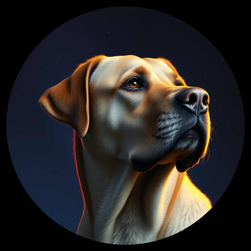 Cosmic medallion portrait of AAH1LR_AAH1LR, a Labrador Retriever