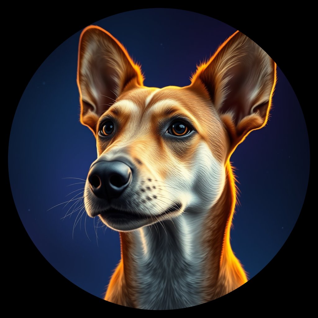 Cosmic medallion portrait of ACD105_ACD105, a Australian Cattle Dog