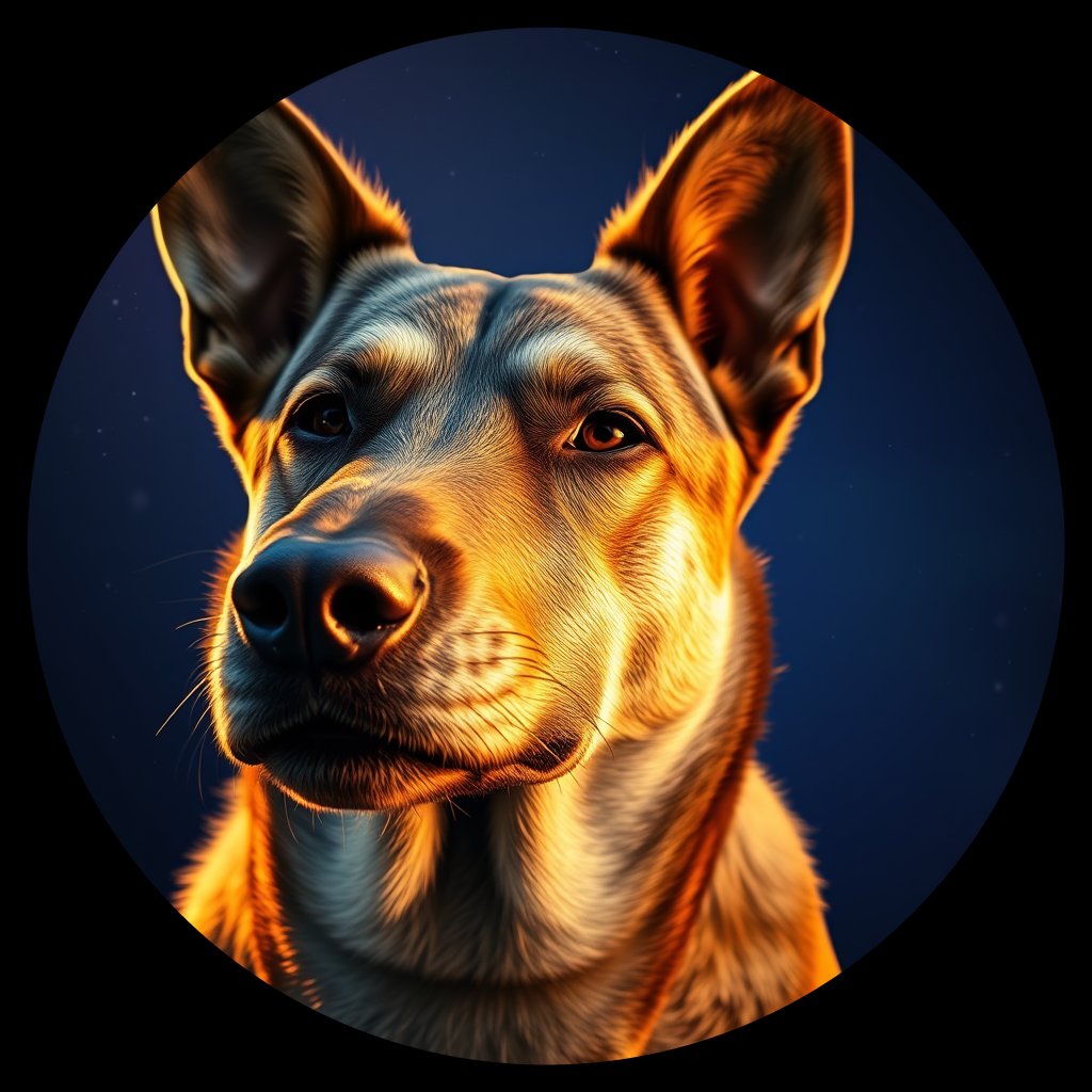 Cosmic medallion portrait of ACD106_ACD106, a Australian Cattle Dog