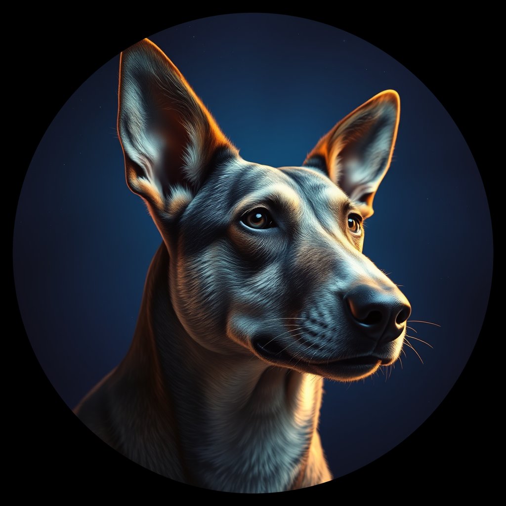 Cosmic medallion portrait of ACD112_ACD112, a Australian Cattle Dog
