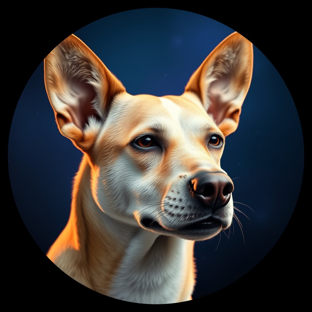 Cosmic medallion portrait of ACD113_ACD113, a Australian Cattle Dog