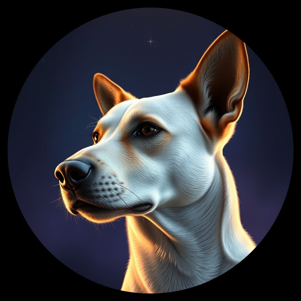 Cosmic medallion portrait of ACD114_ACD114, a Australian Cattle Dog