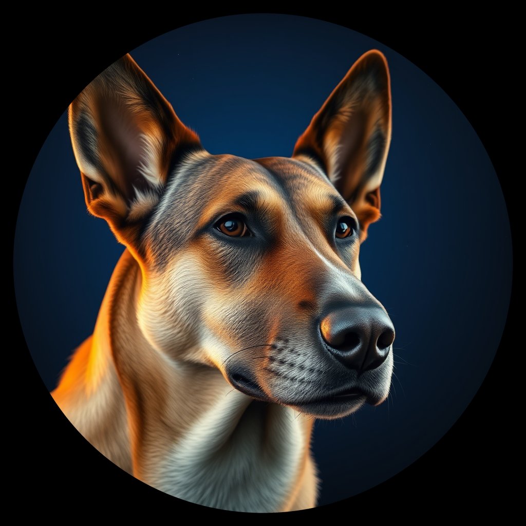 Cosmic medallion portrait of ACD116_ACD116, a Australian Cattle Dog