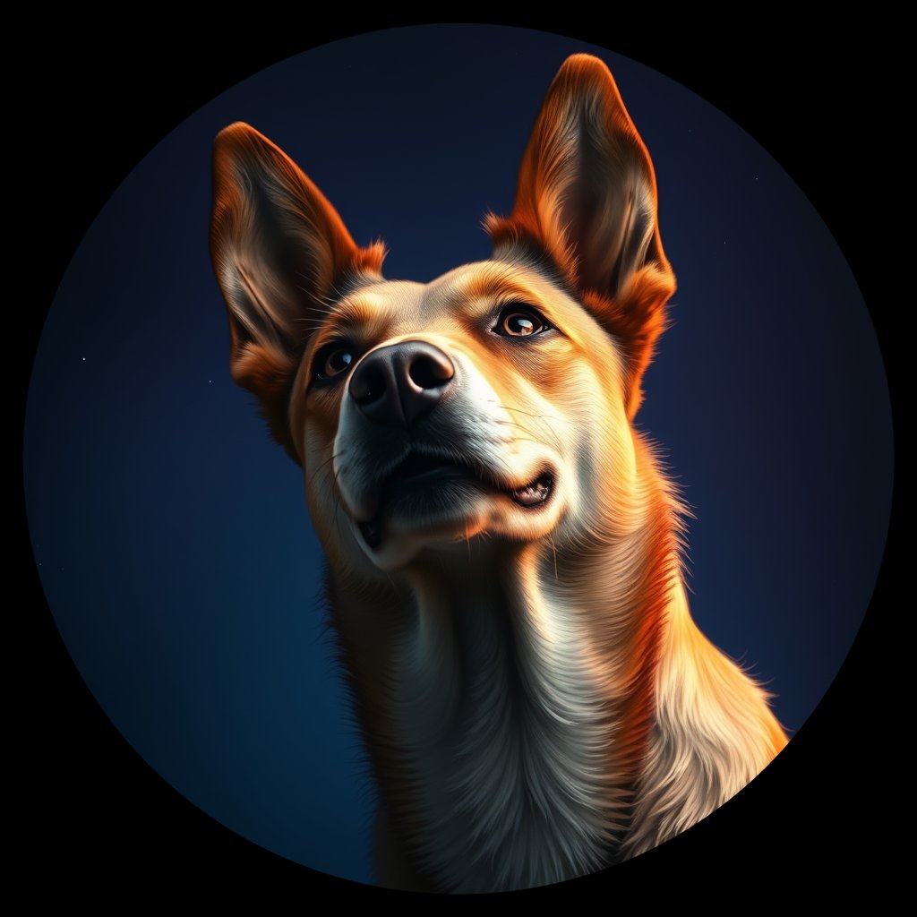 Cosmic medallion portrait of ACD118_ACD118, a Australian Cattle Dog