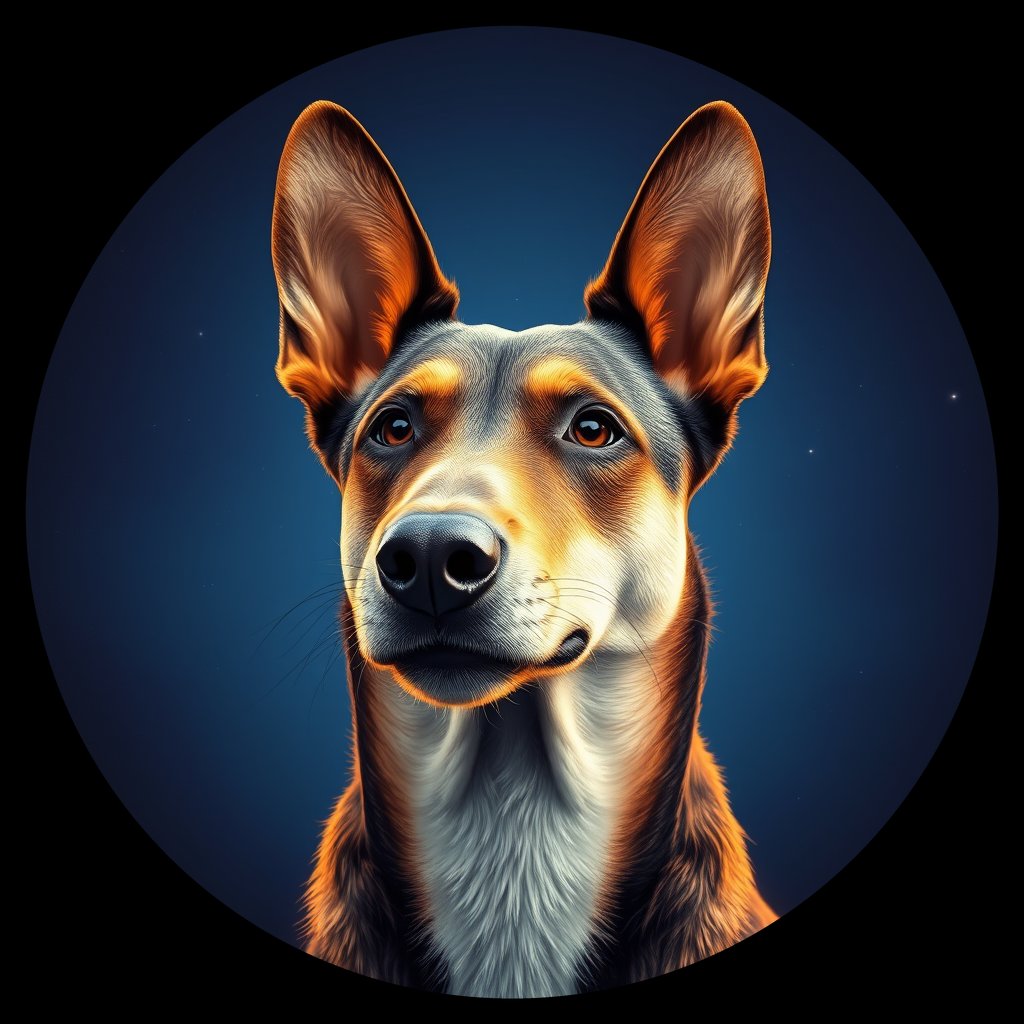Cosmic medallion portrait of ACD119_ACD119, a Australian Cattle Dog