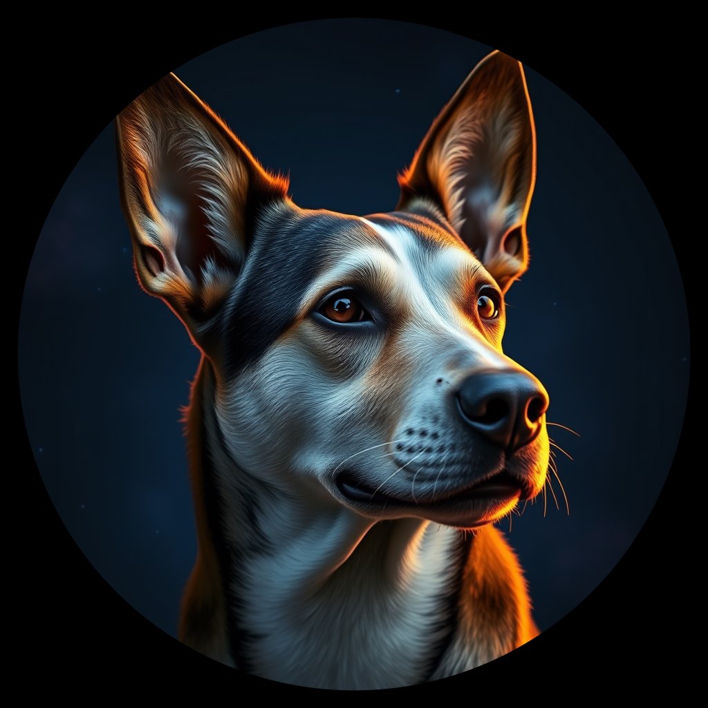 Cosmic medallion portrait of ACD14_ACD14, a Australian Cattle Dog