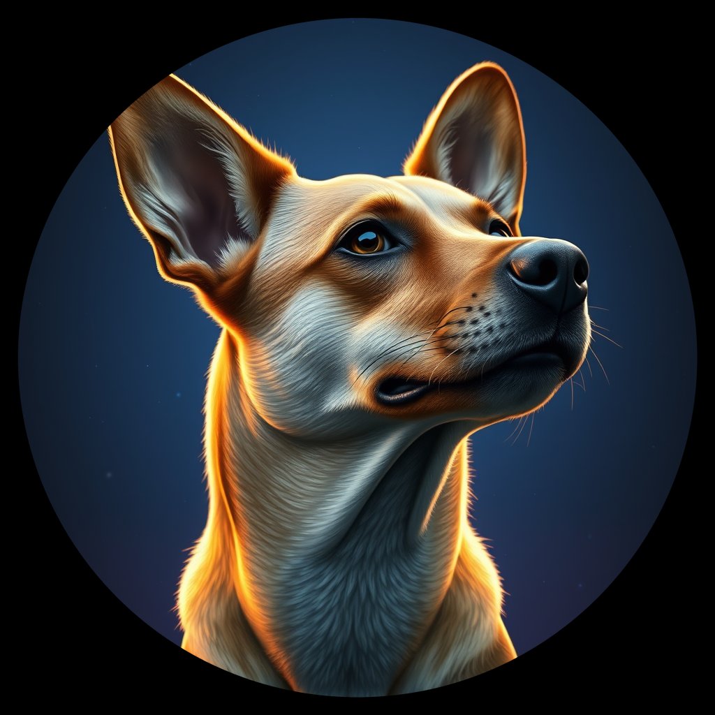 Cosmic medallion portrait of ACD16_ACD16, a Australian Cattle Dog