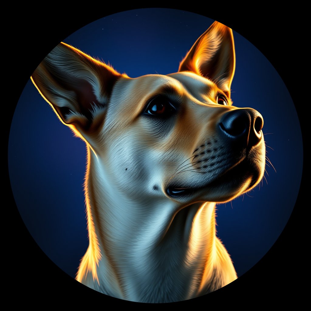 Cosmic medallion portrait of ACD17_ACD17, a Australian Cattle Dog