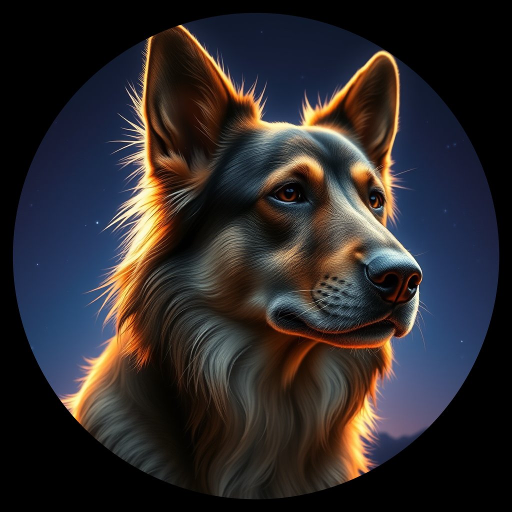 Cosmic medallion portrait of ACD18_ACD18, a Australian Cattle Dog