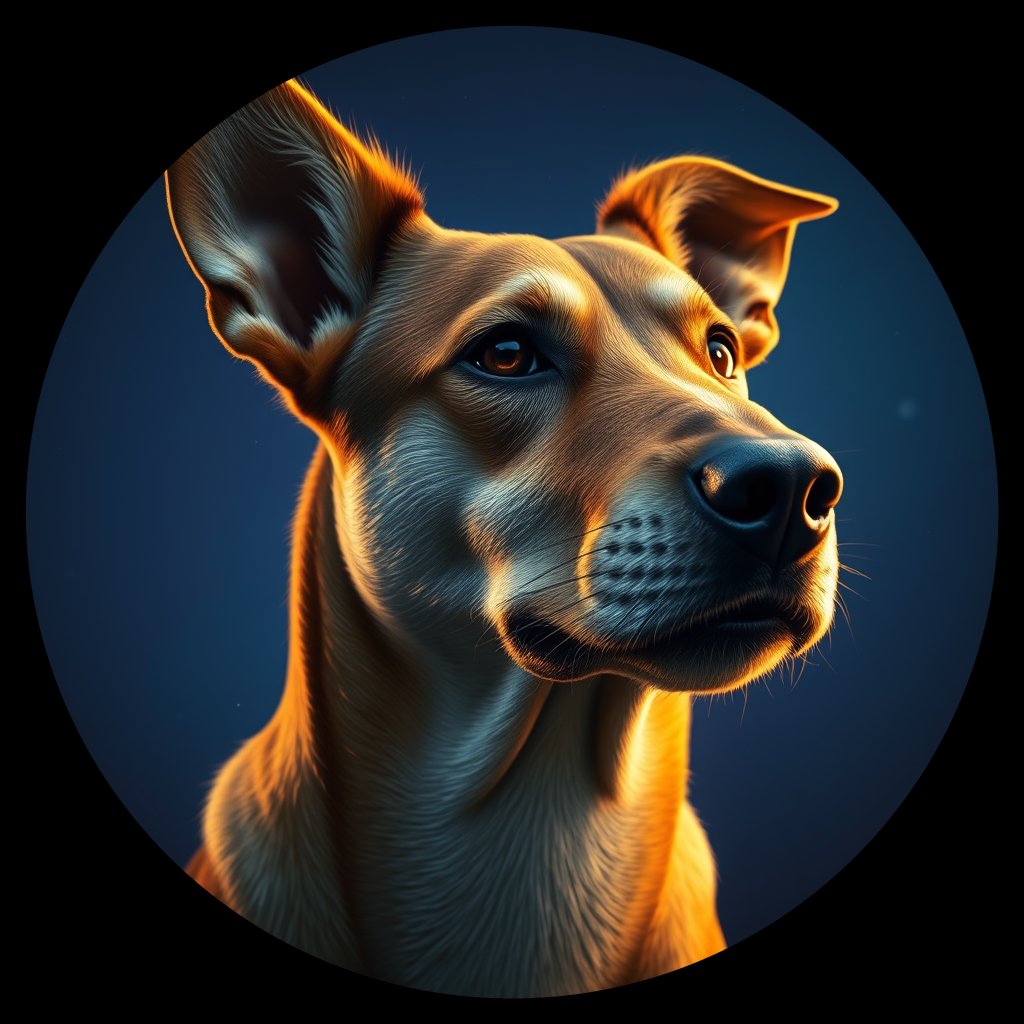 Cosmic medallion portrait of ACD19_ACD19, a Australian Cattle Dog