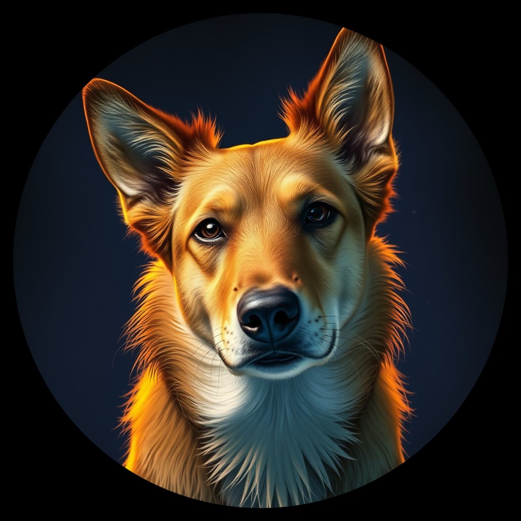 Cosmic medallion portrait of ACD1_ACD1, a Australian Cattle Dog