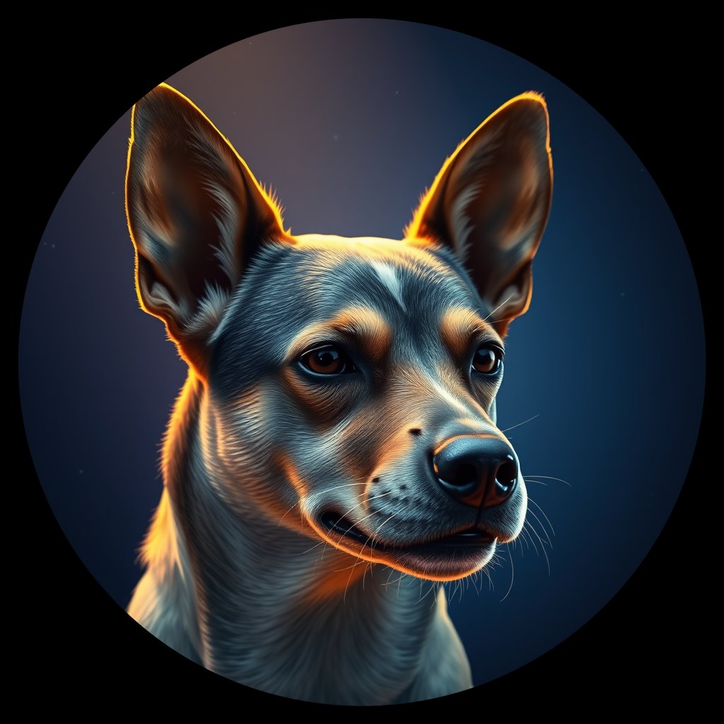 Cosmic medallion portrait of ACD21_ACD21, a Australian Cattle Dog