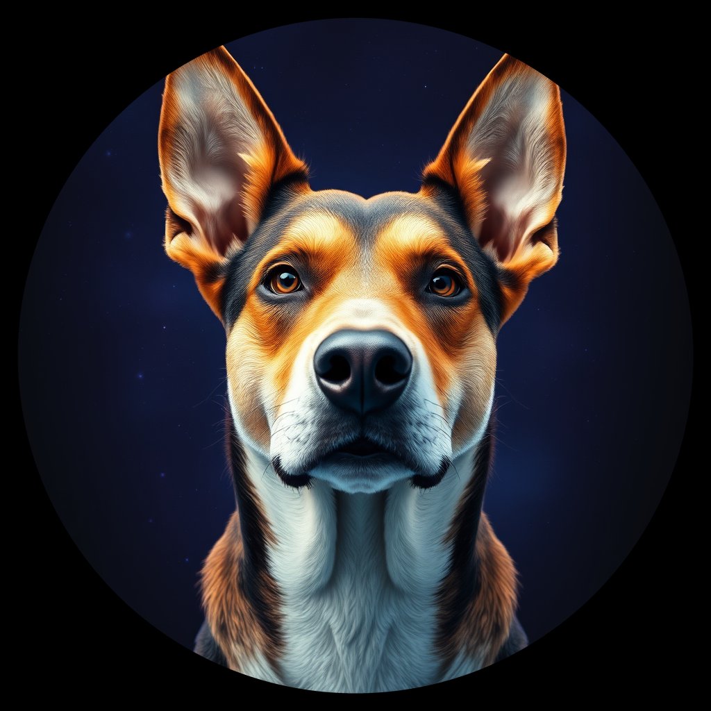 Cosmic medallion portrait of ACD23_ACD23, a Australian Cattle Dog