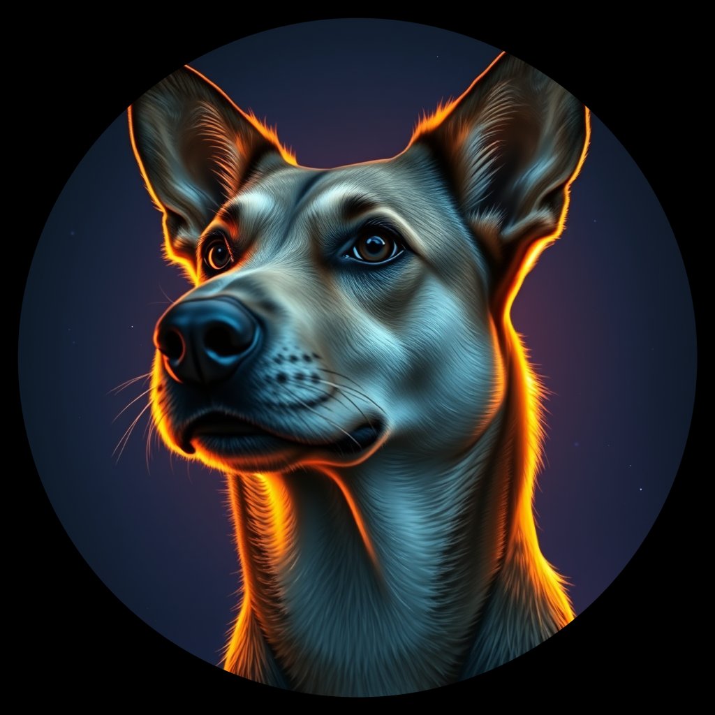 Cosmic medallion portrait of ACD24_ACD24, a Australian Cattle Dog