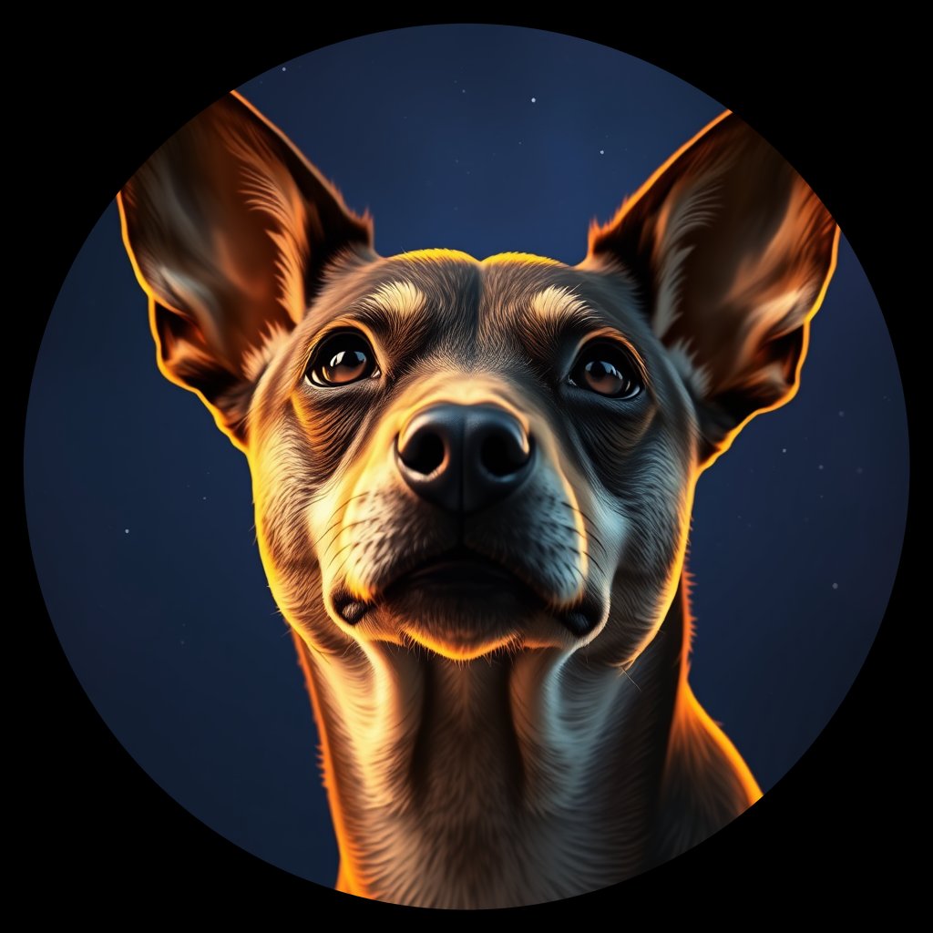 Cosmic medallion portrait of ACD2_ACD2, a Australian Cattle Dog