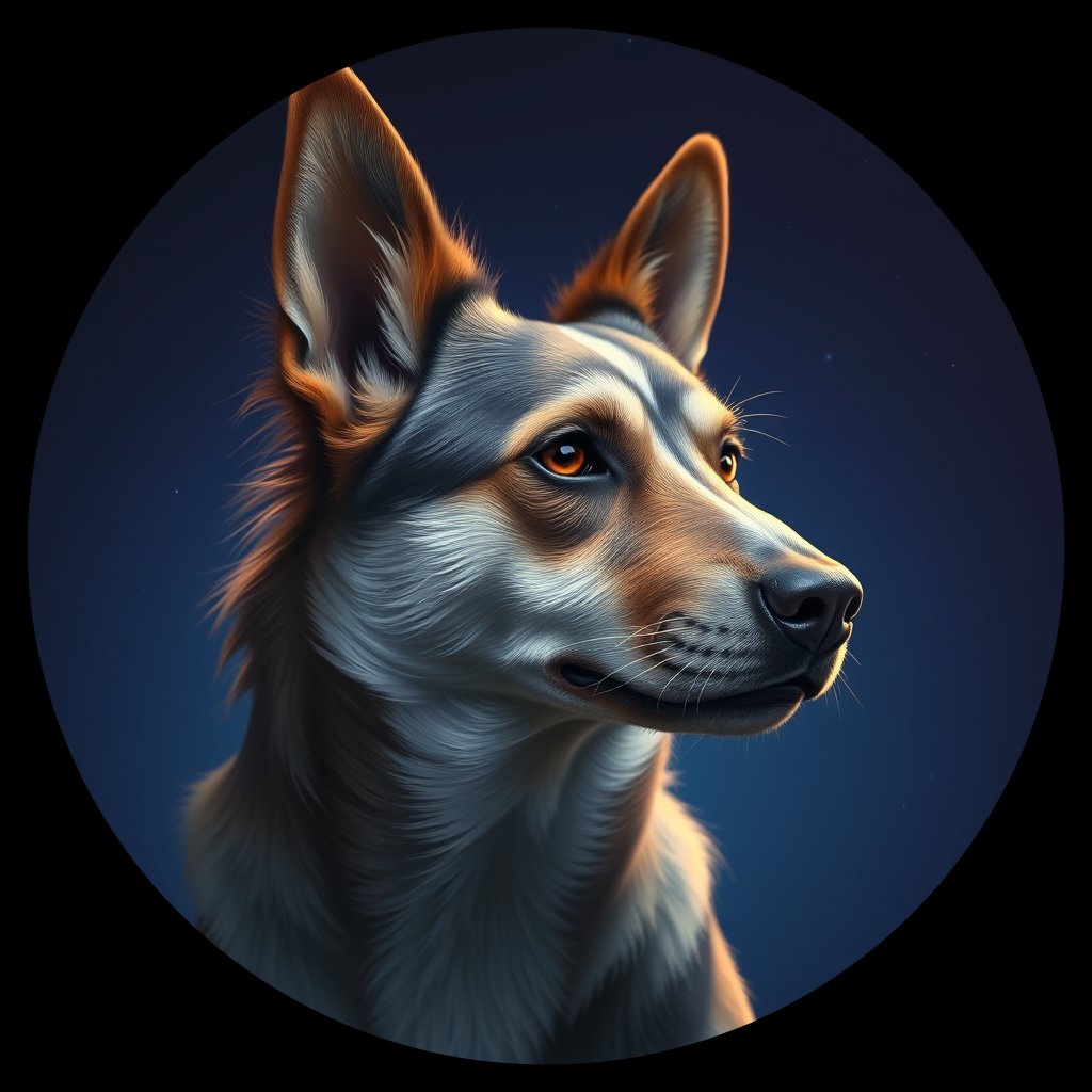 Cosmic medallion portrait of ACD33_ACD33, a Australian Cattle Dog