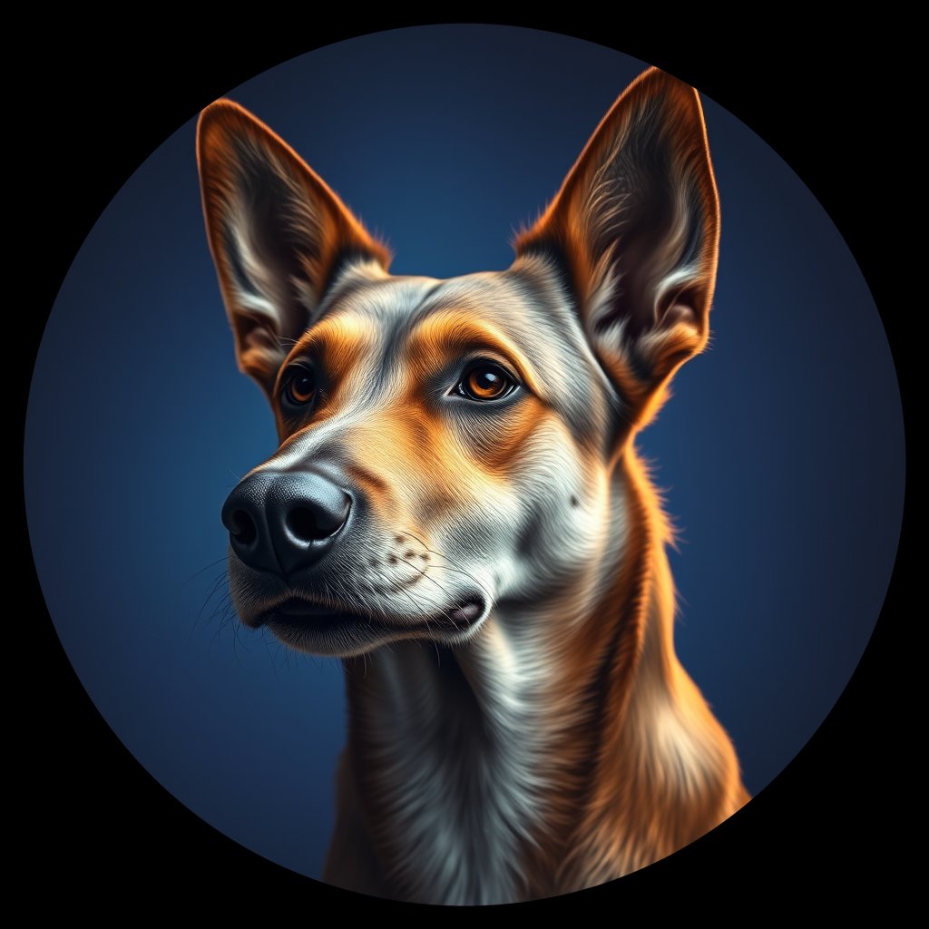 Cosmic medallion portrait of ACD34_ACD34, a Australian Cattle Dog