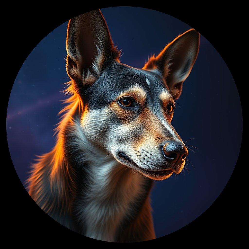 Cosmic medallion portrait of ACD35_ACD35, a Australian Cattle Dog